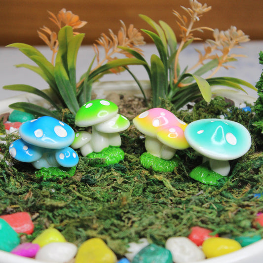 Wonderland imported miniatures ( pack of 4 ) colourful mushroom for micro landscape