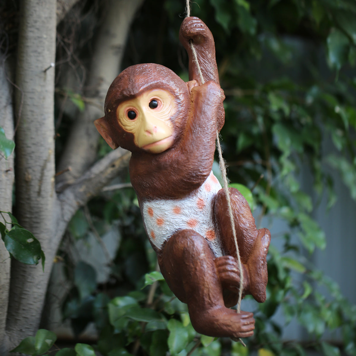 Wonderland hanging Swing  Monkey on Rope for Garden Decoration (brown)|Garden décor|Outdoor Décor