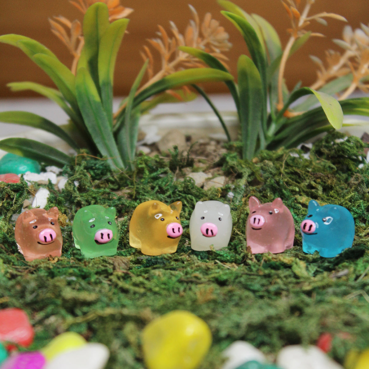 Wonderland imported miniatures ( pack of 6 ) glow pig