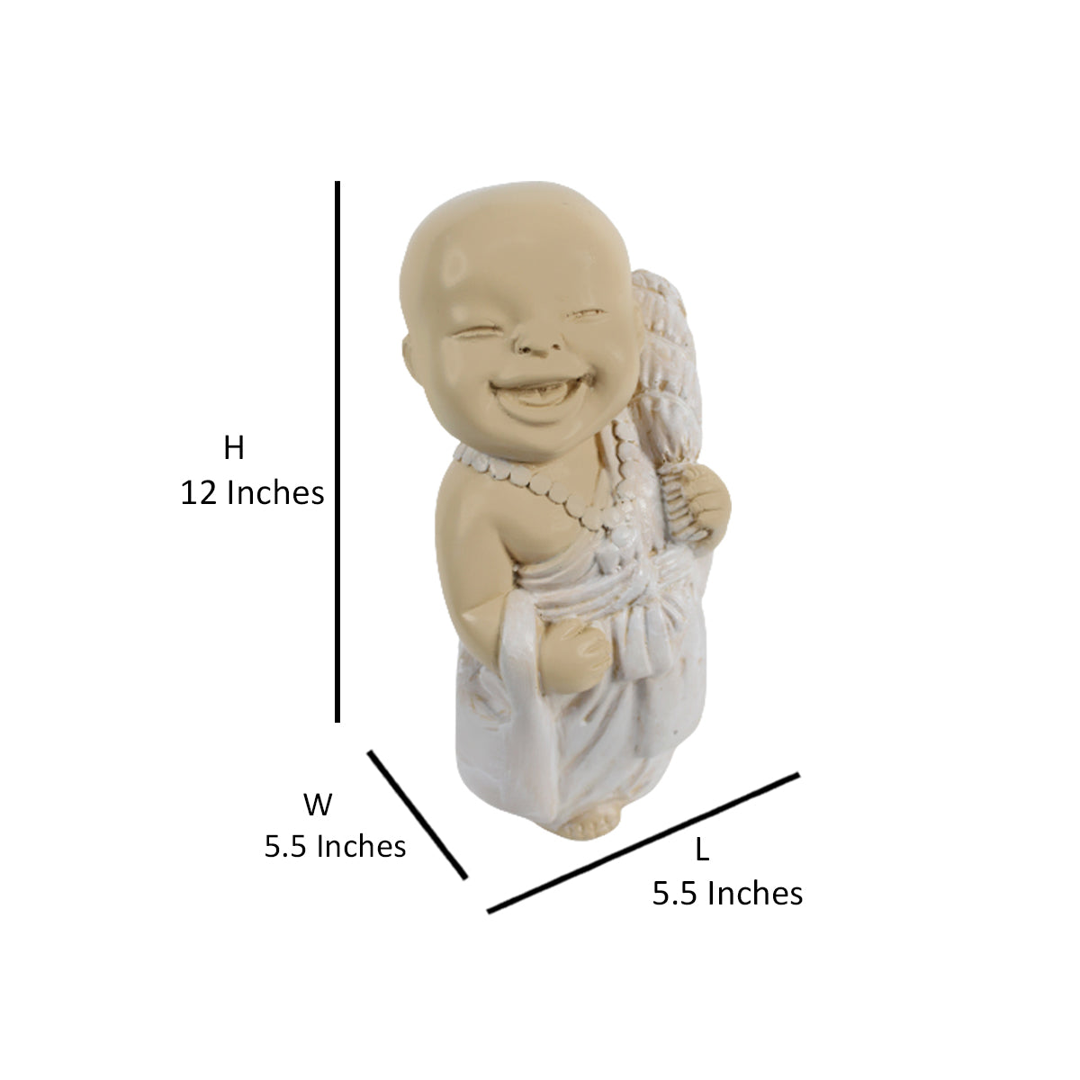 Wonderland Resin Big Monks Statue for Home and Garden Decoration (White)-4