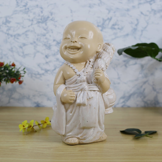 Wonderland Resin Big Monks Statue for Home and Garden Decoration (White)-4