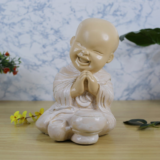 Wonderand Resin Big Monks Statue for Home and Garden Decoration (White)-2