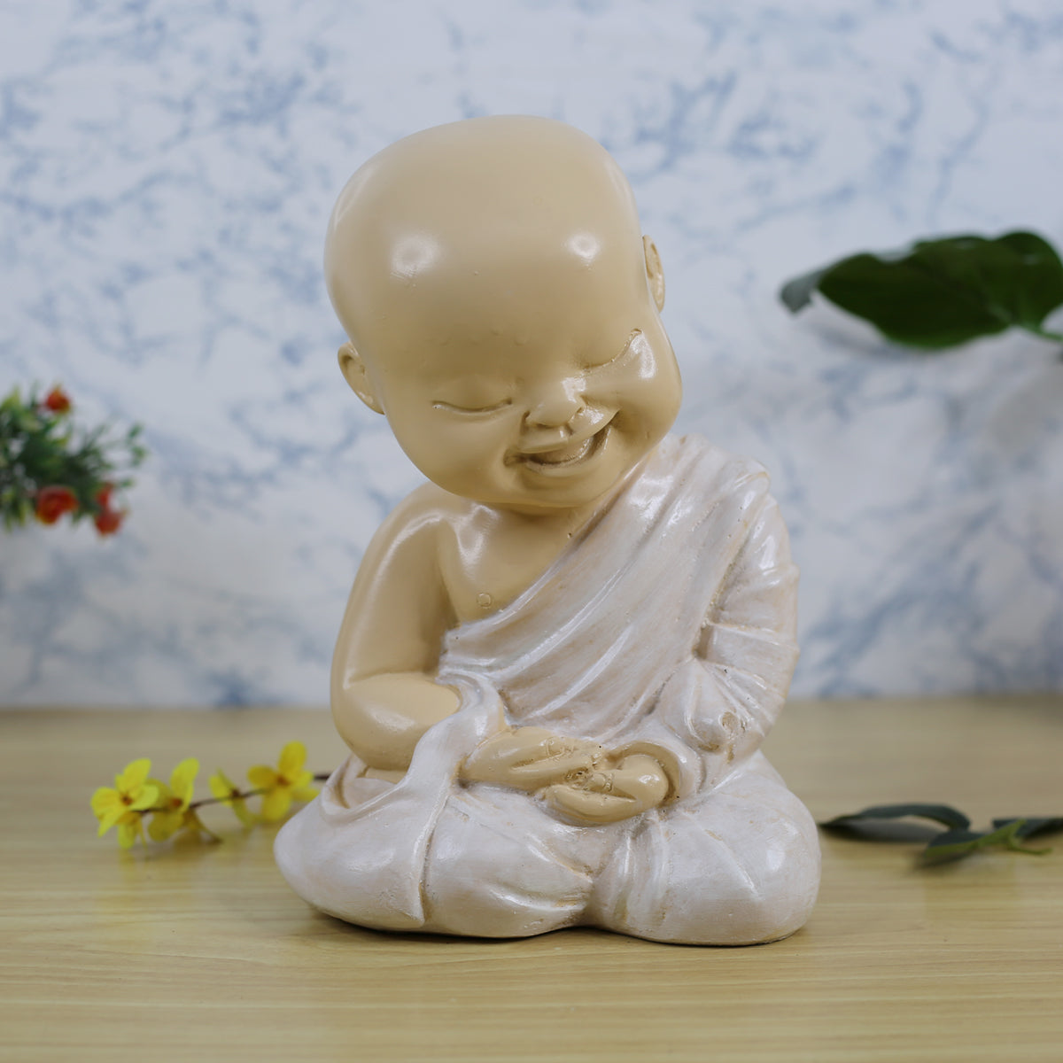 Wonderland Resin Big Monks Statue for Home and Garden Decoration (White)-1