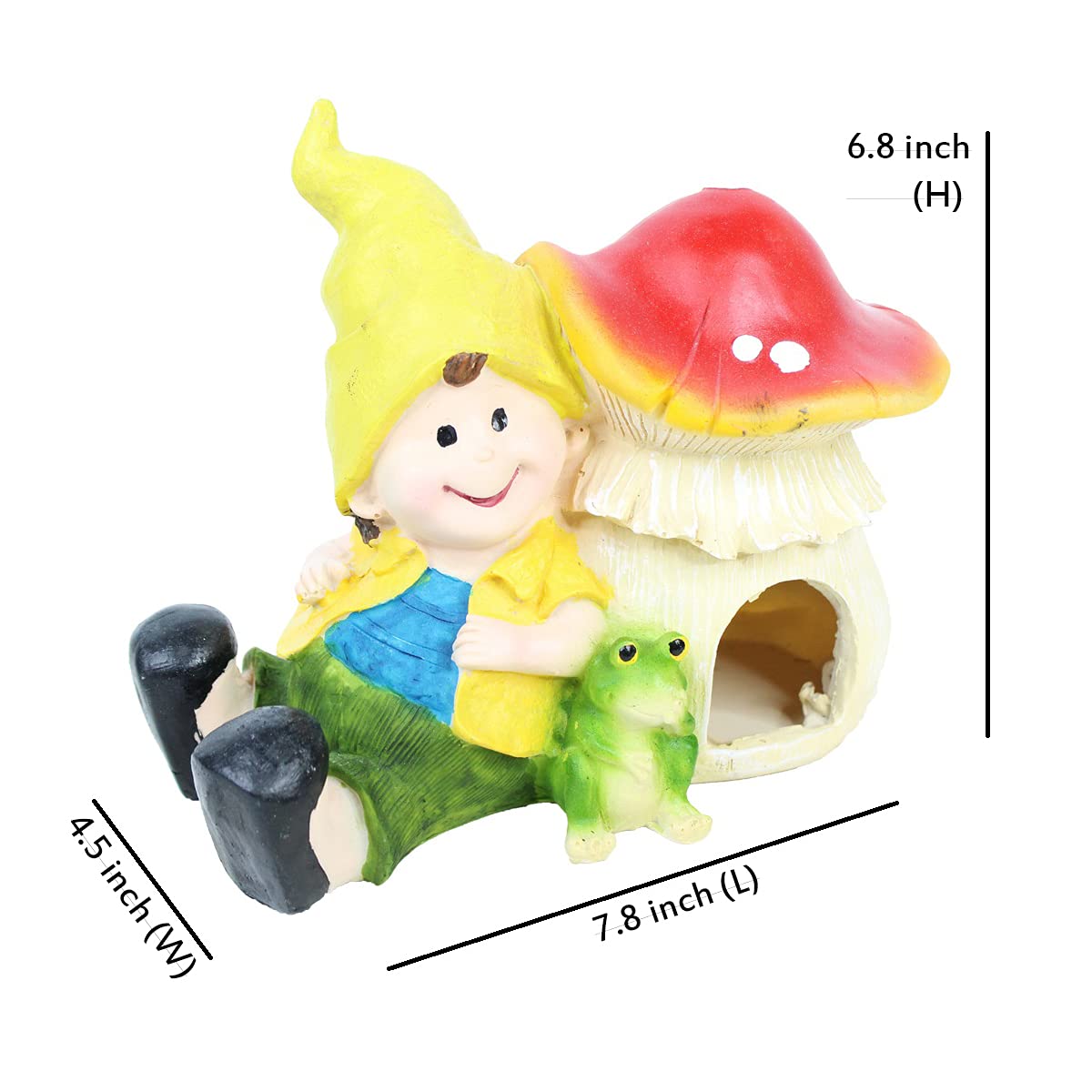 Our Green Window Boy & Toad with Mushroom House for Garden Decoration