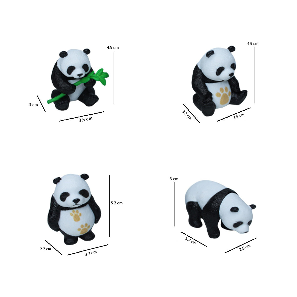 Miniature Toys : (Set of 4) Pandas for Fairy Garden Accessories