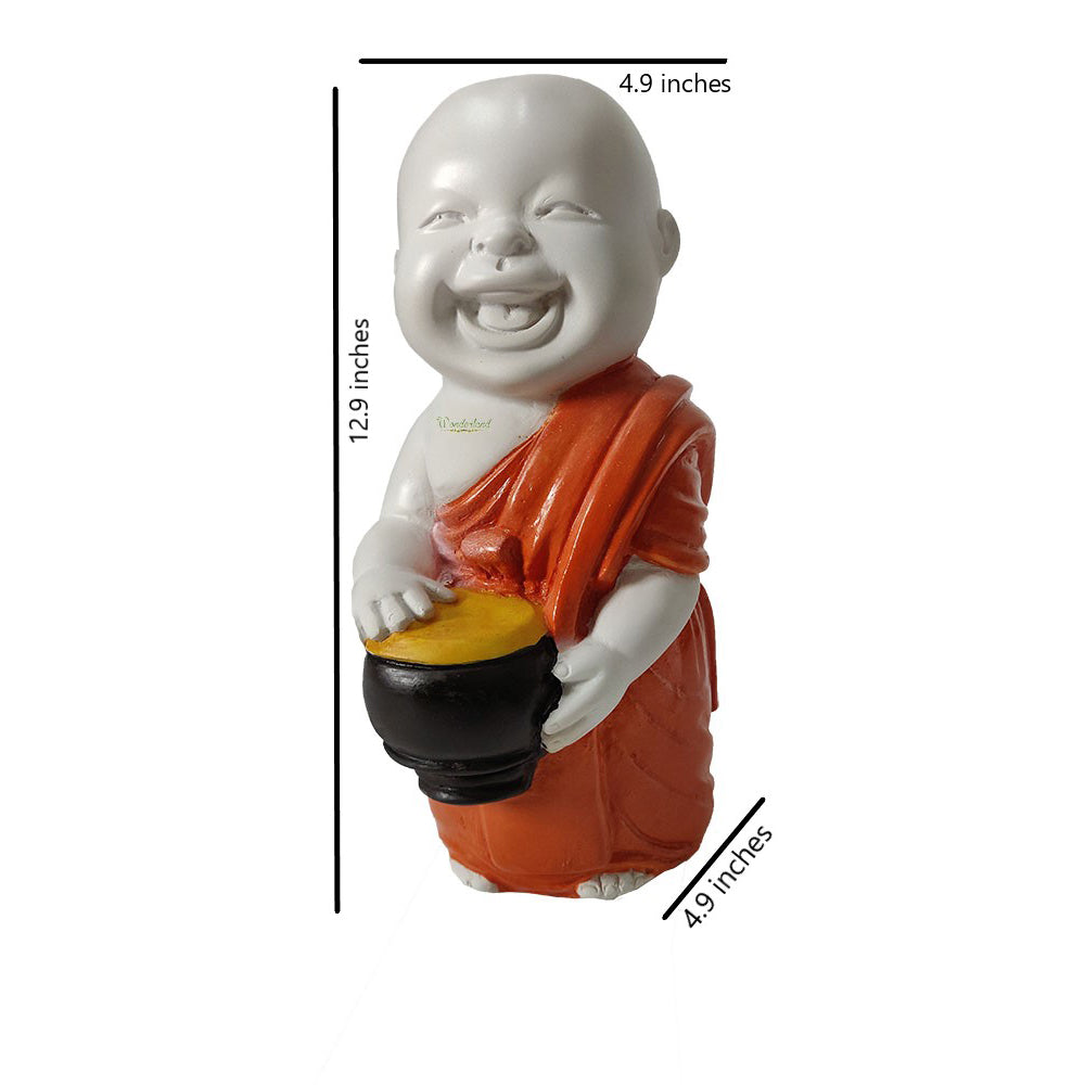 Big Monk Statue for Home and Garden Decoration (Orange)