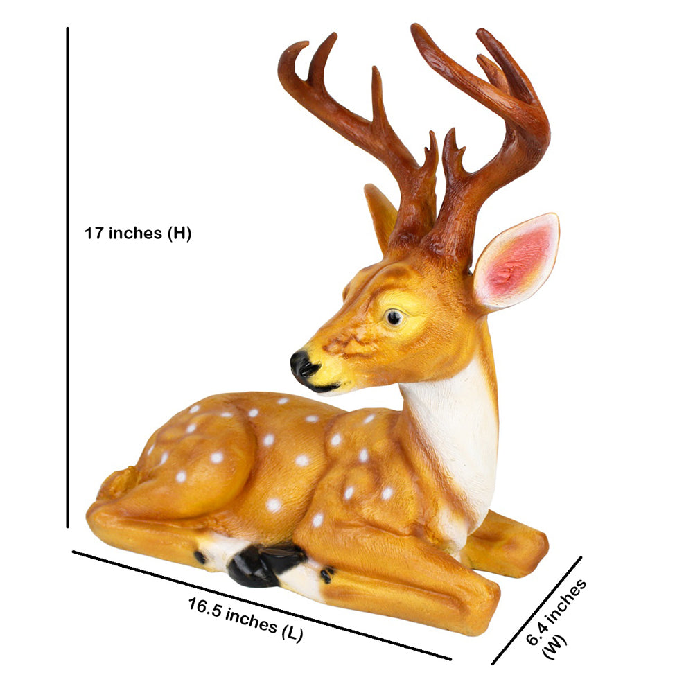 Deer with Horns Sitting for Balcony and Garden Decoration