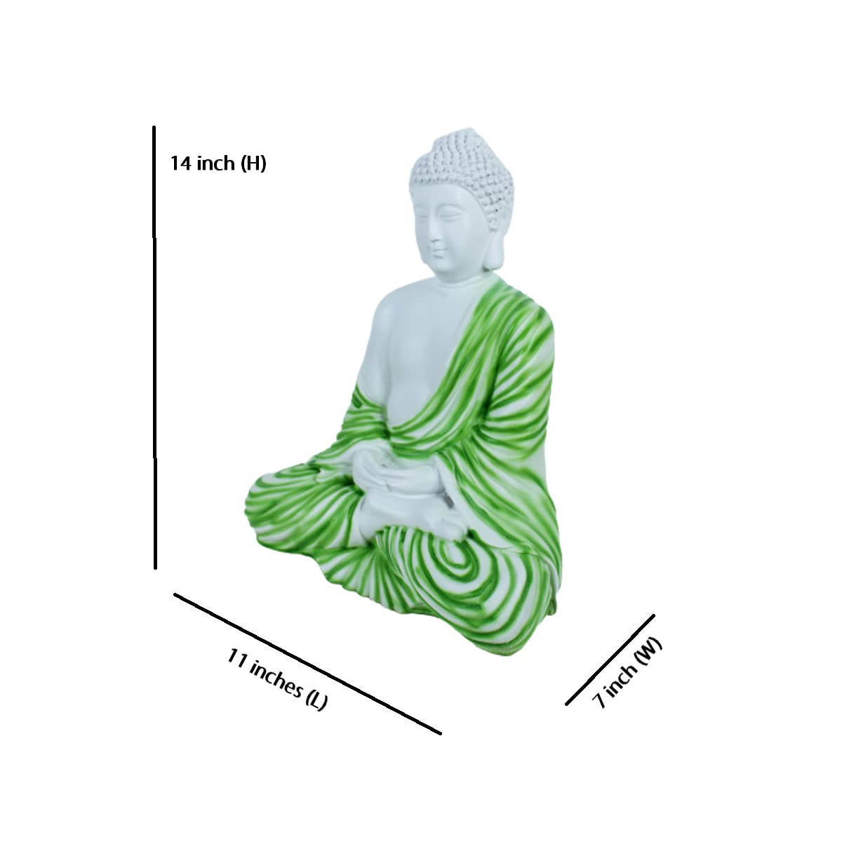 Our Green Window 14 inch Buddha Statue for Home and Garden Decoration (Green)