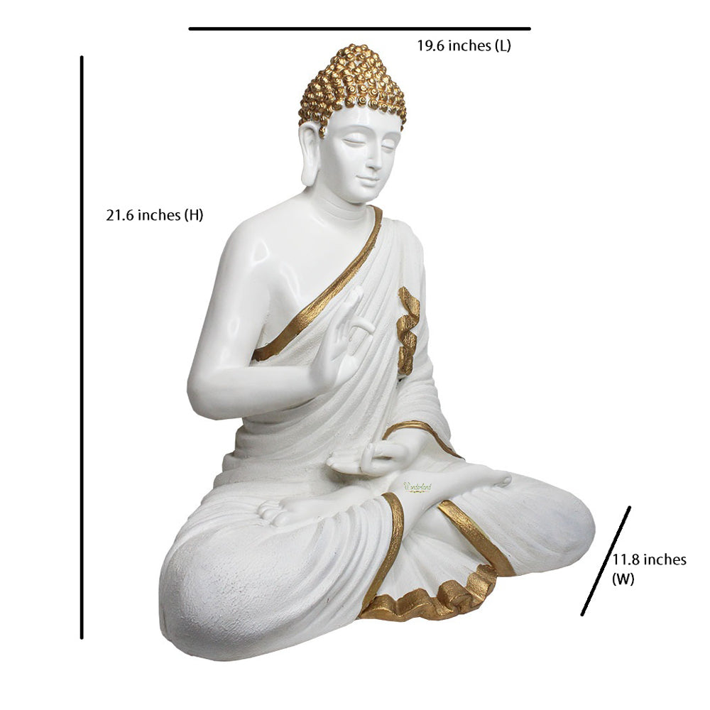 Our Green Window 21.6 inch Buddha Statue for Home Decoration (Golden White)
