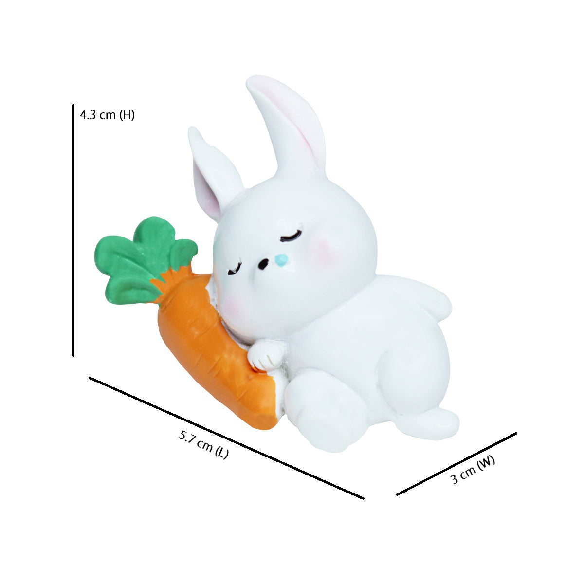 Miniature Toys - Set of 2 Sleeping Rabbit with carrot ( Fairy garden accessories)