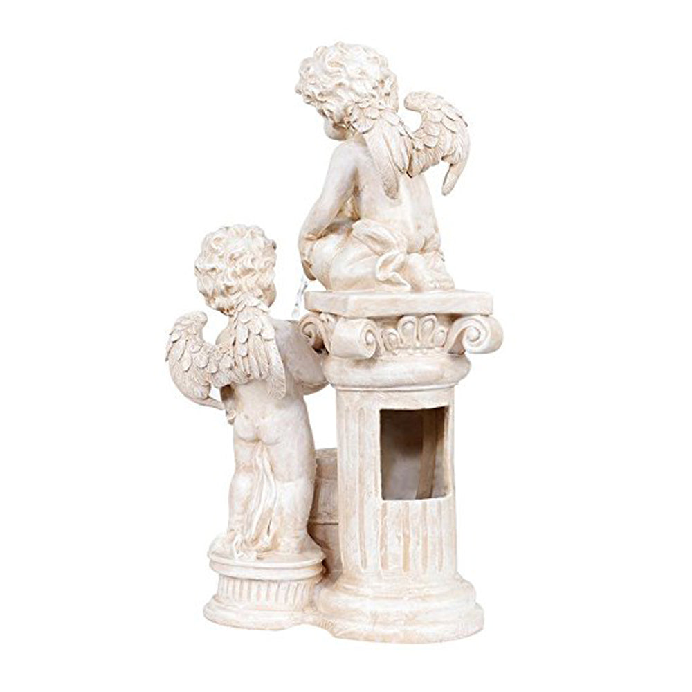 Wonderland Two Angels Water Fountain | Water Fall | Table Top Fountain Height 17 Inches | Material Polyresin | Good Luck Fountain | Runs on Motor needing Electricity | Water circulates