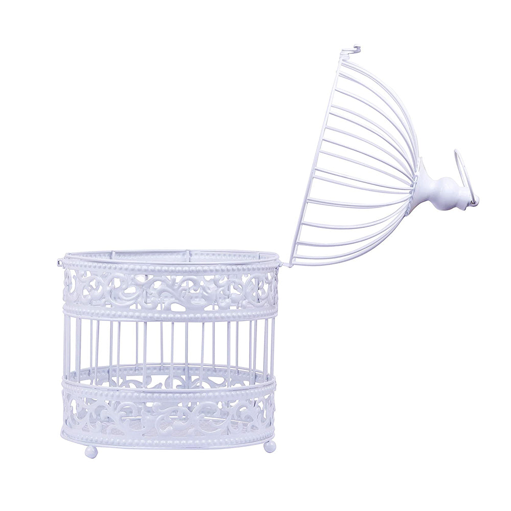 (Set of 3) Metal Bird Cage for Home and Balcony Decoration (White)