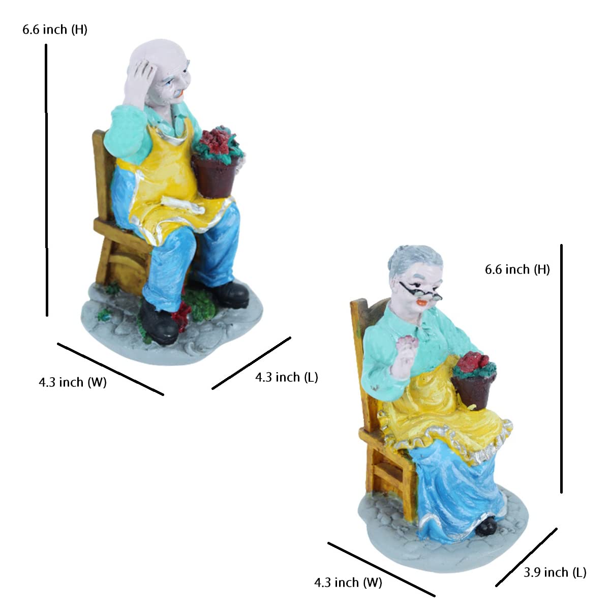 Old Couple Sitting on Chair Statue