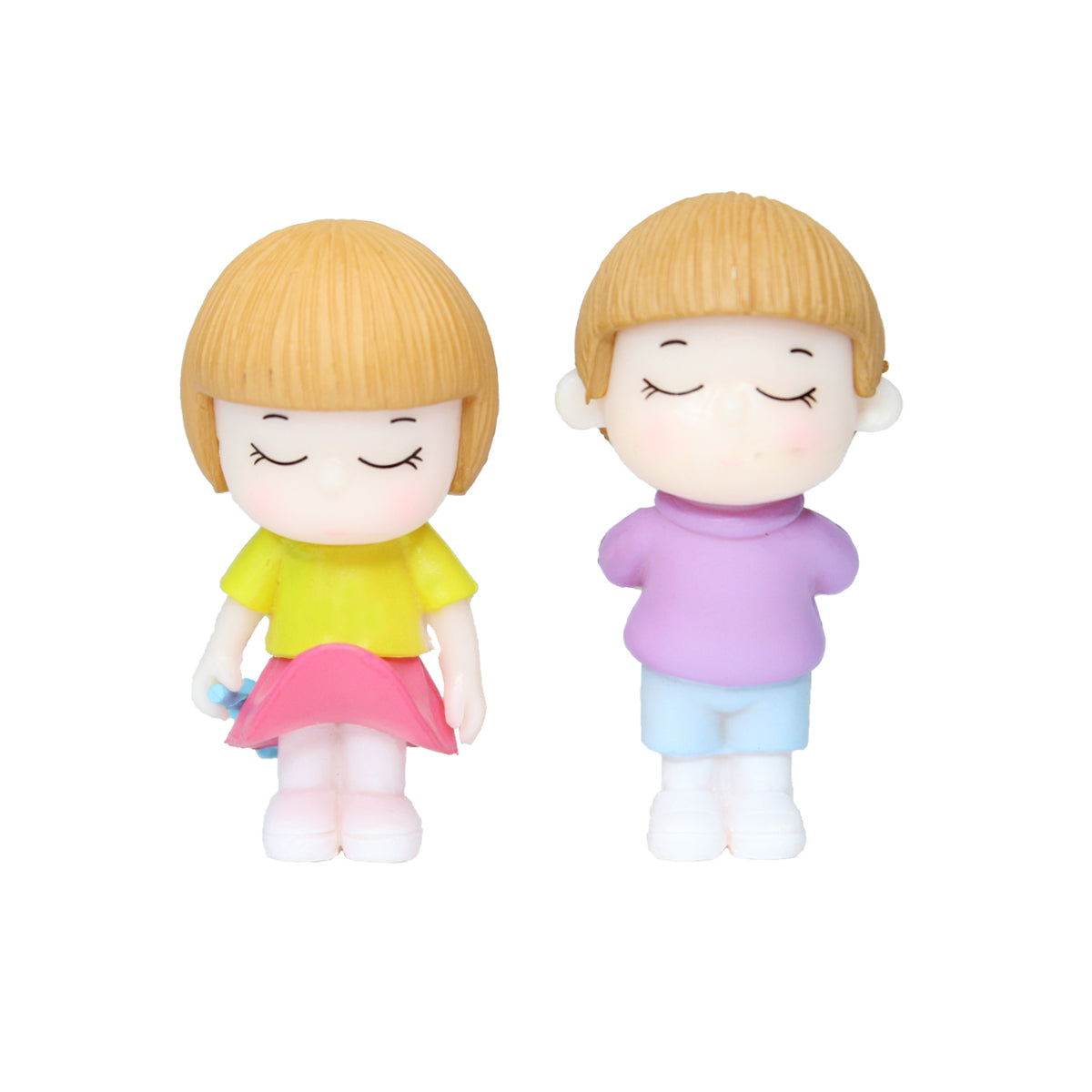 Miniature Toys : (Set of 2) Girl Boy with Umbrella