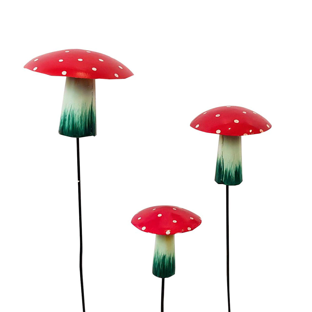 (Set of 3) Full Mushroom Garden Stick/Stack for Garden Decoration