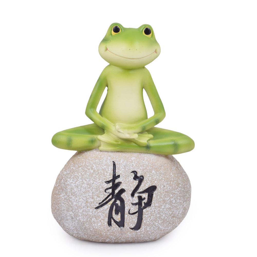 (Set of 2) Frogs Sitting on Stone for Garden Decoration