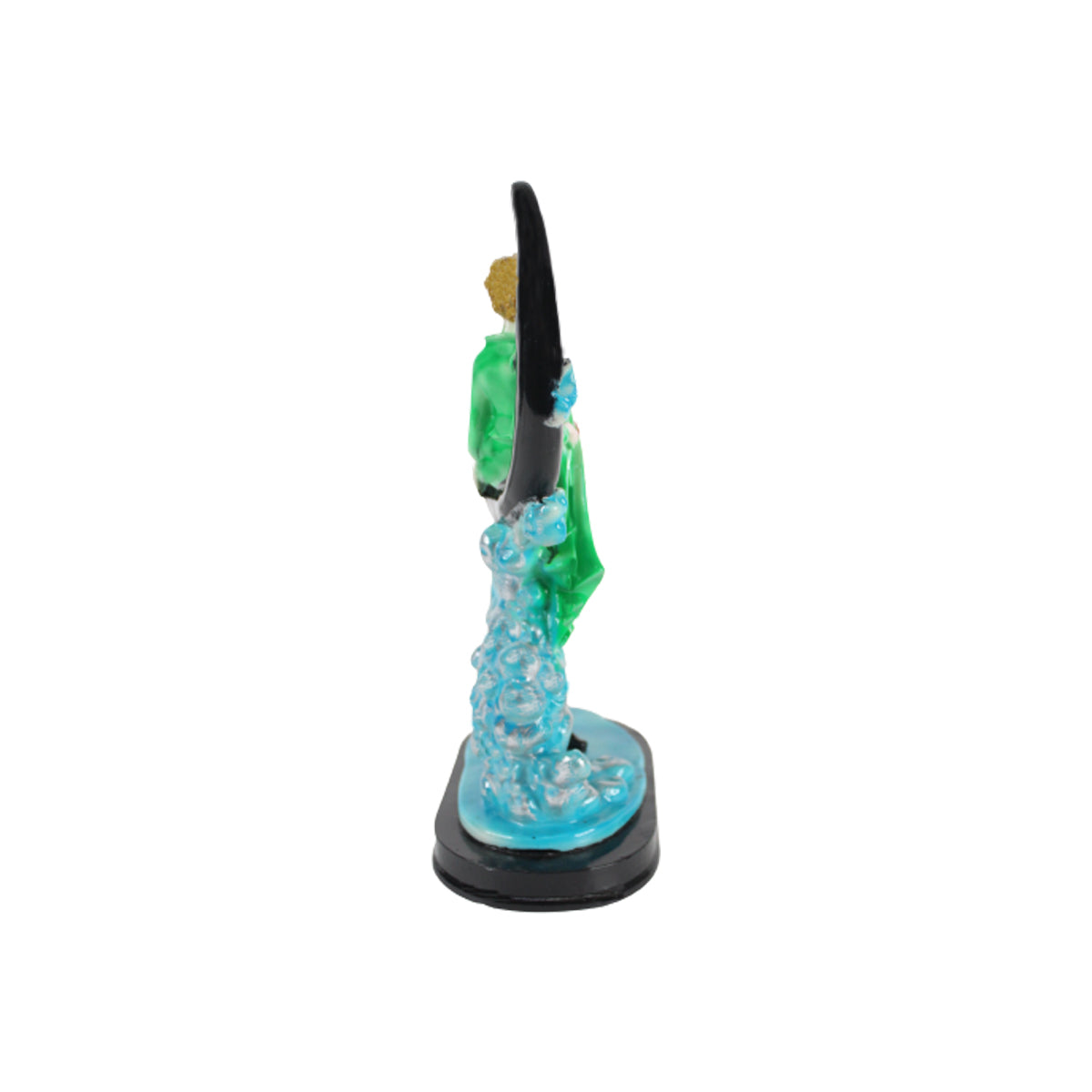 Wonderland Resin Romantic Couple Sitting On Moon Statue Showpiece (Green & Marron )