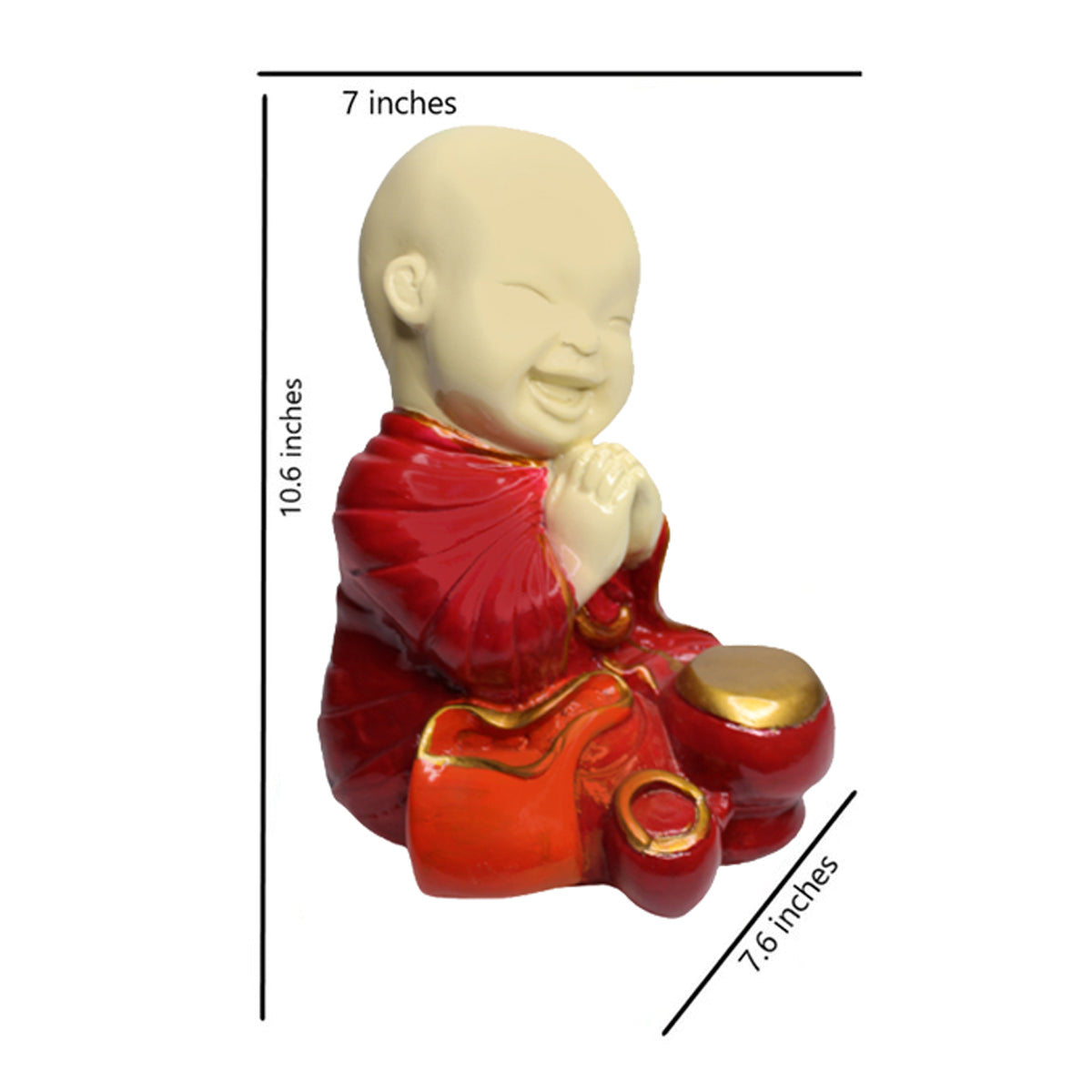 Big Monk Statue for Home and Garden Decoration (Red)