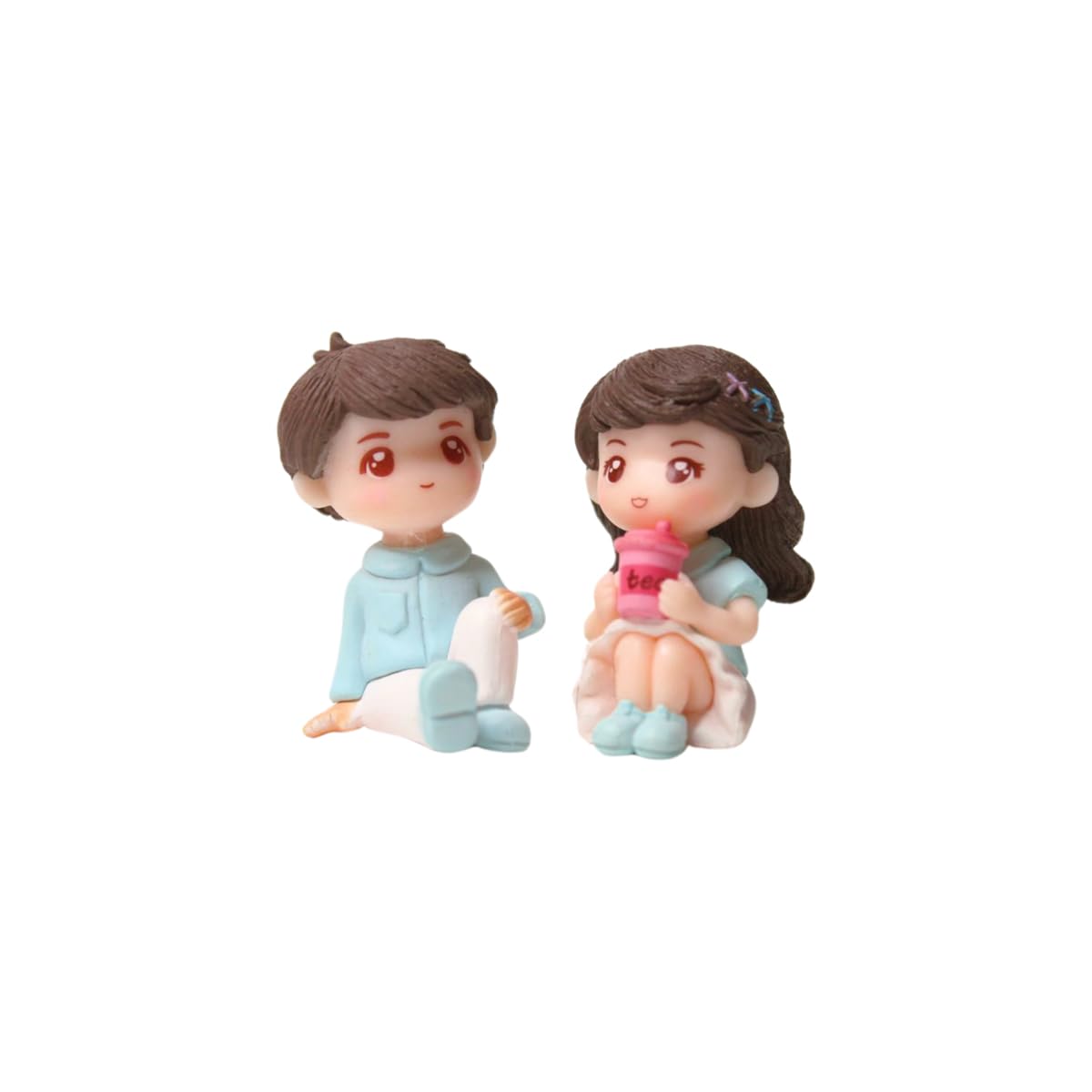 Wonderland Set of 2 Minature sitting figurine | miniature couple set