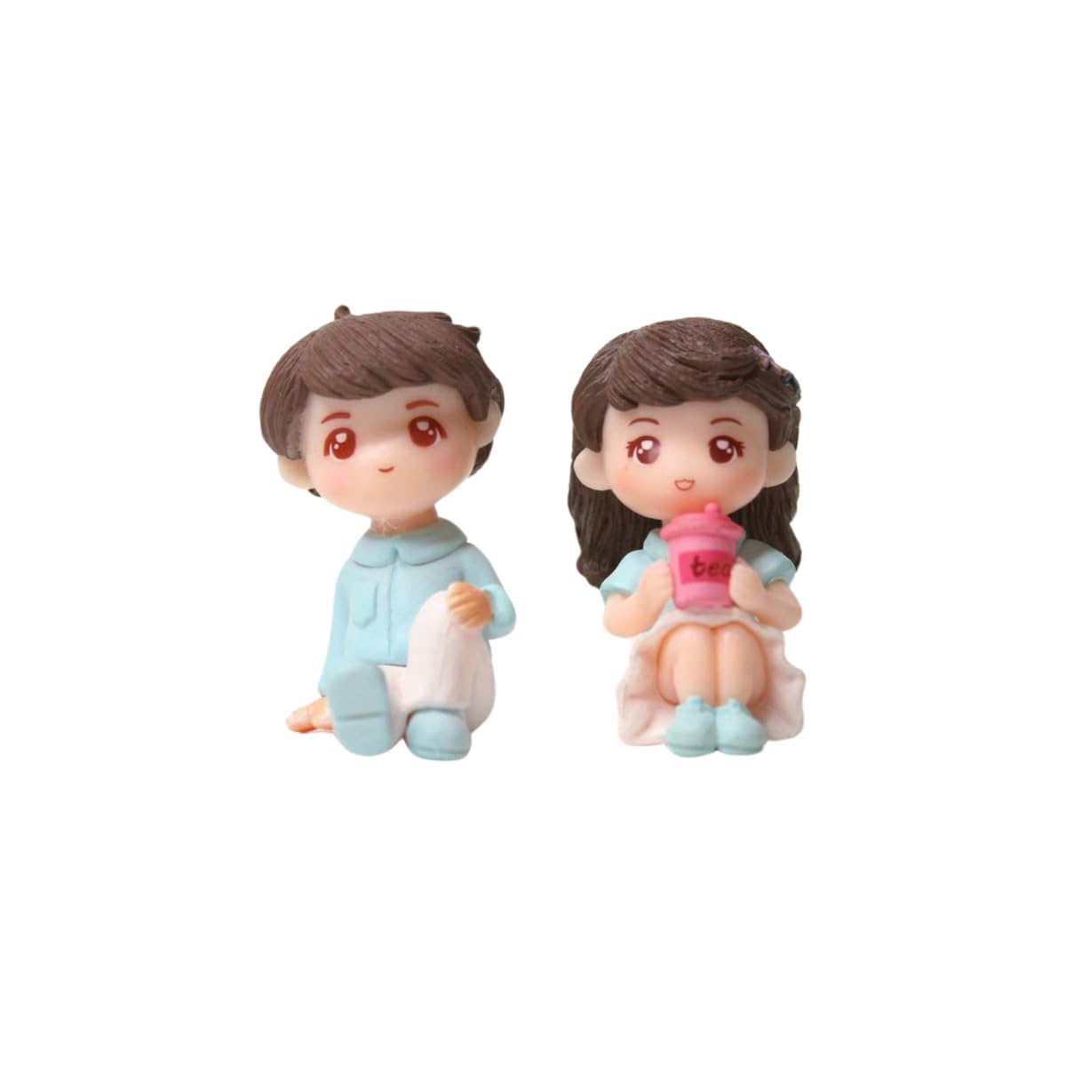 Wonderland Set of 2 Minature sitting figurine | miniature couple set