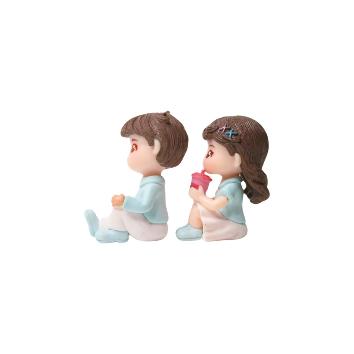 Wonderland Set of 2 Minature sitting figurine | miniature couple set