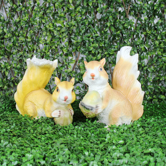 Wonderland SET of 2 Squirrels statue | Material Resin | Length 10 Inches | for Inside or Outside your home | garden decor, garden decoration, home decor, squirrel statue, balocny decoration