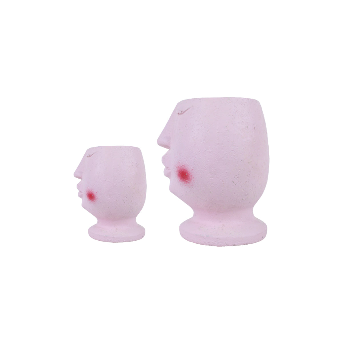 (Set of 2) Designer Ceramic Pink Face Pot (Table Top Size)