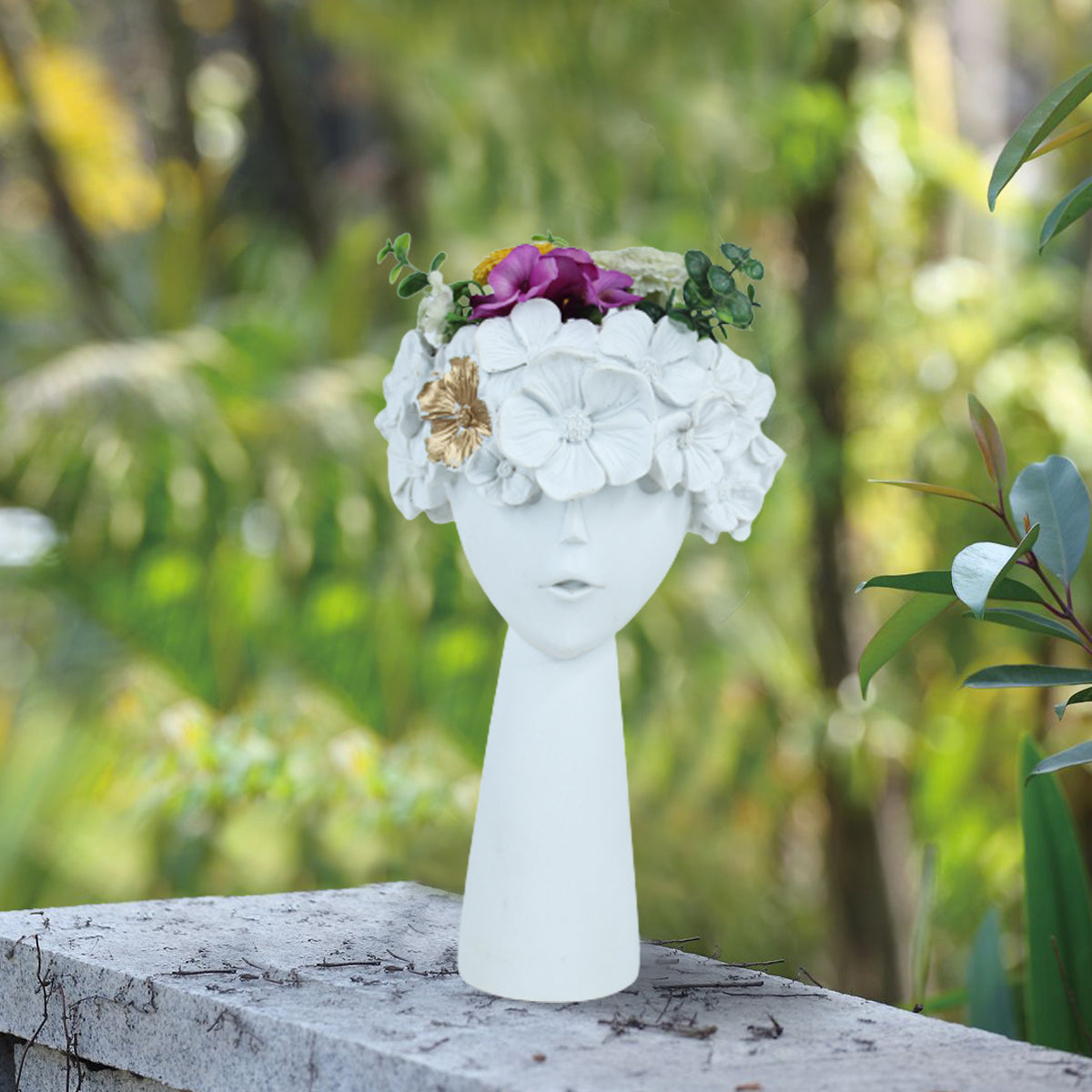 Ceramic Flower Boy Pot for Home Decoration (White)