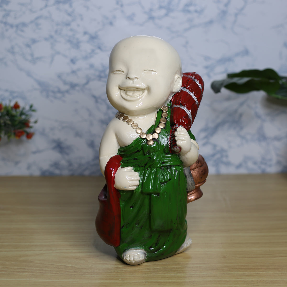 Big Monks Statue for Hoem And Garden Decoration (Green)