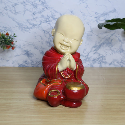 Big Monk Statue for Home and Garden Decoration (Red)