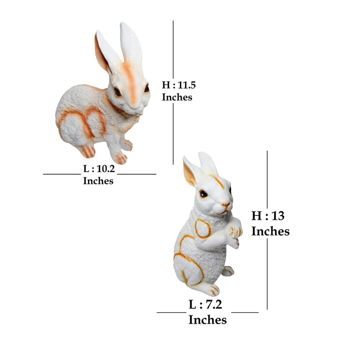 (Set of 2) Rabbits Statue for Garden Decoration (White)