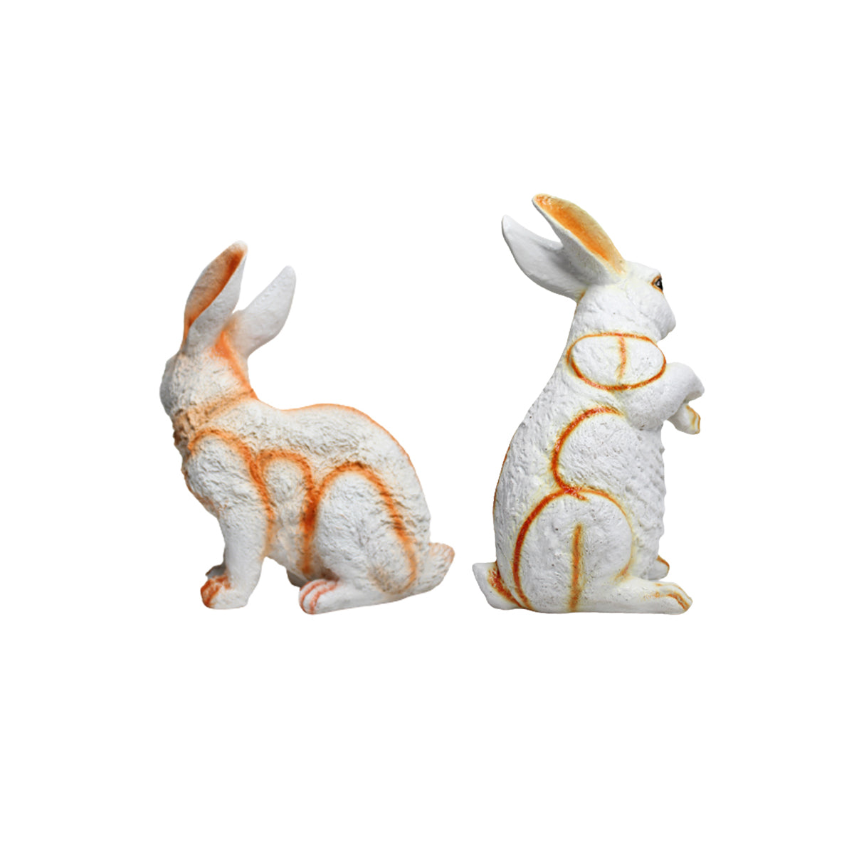 (Set of 2) Rabbits Statue for Garden Decoration (White)