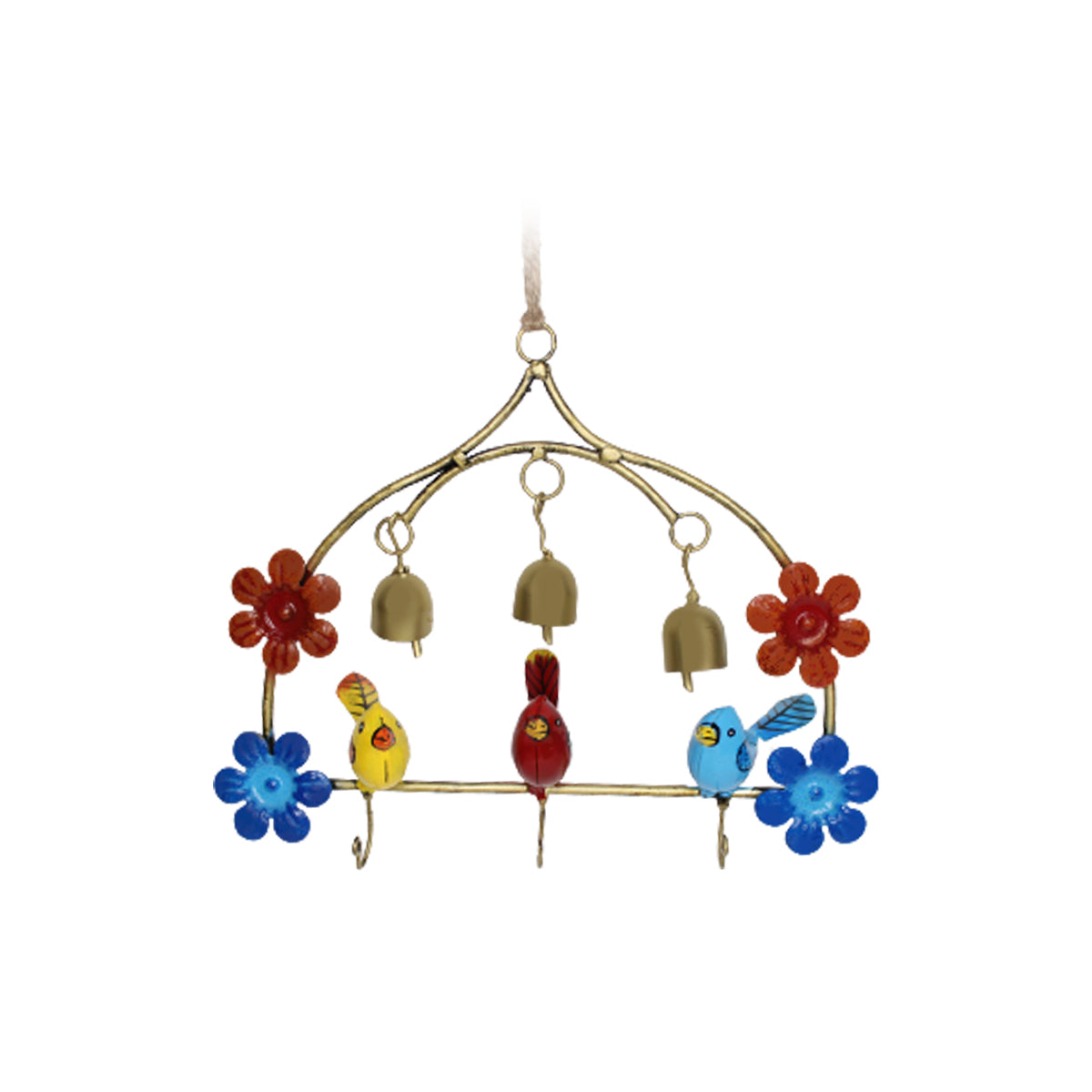 Handmade Metal Chime with 3 Birds for Home Decoration