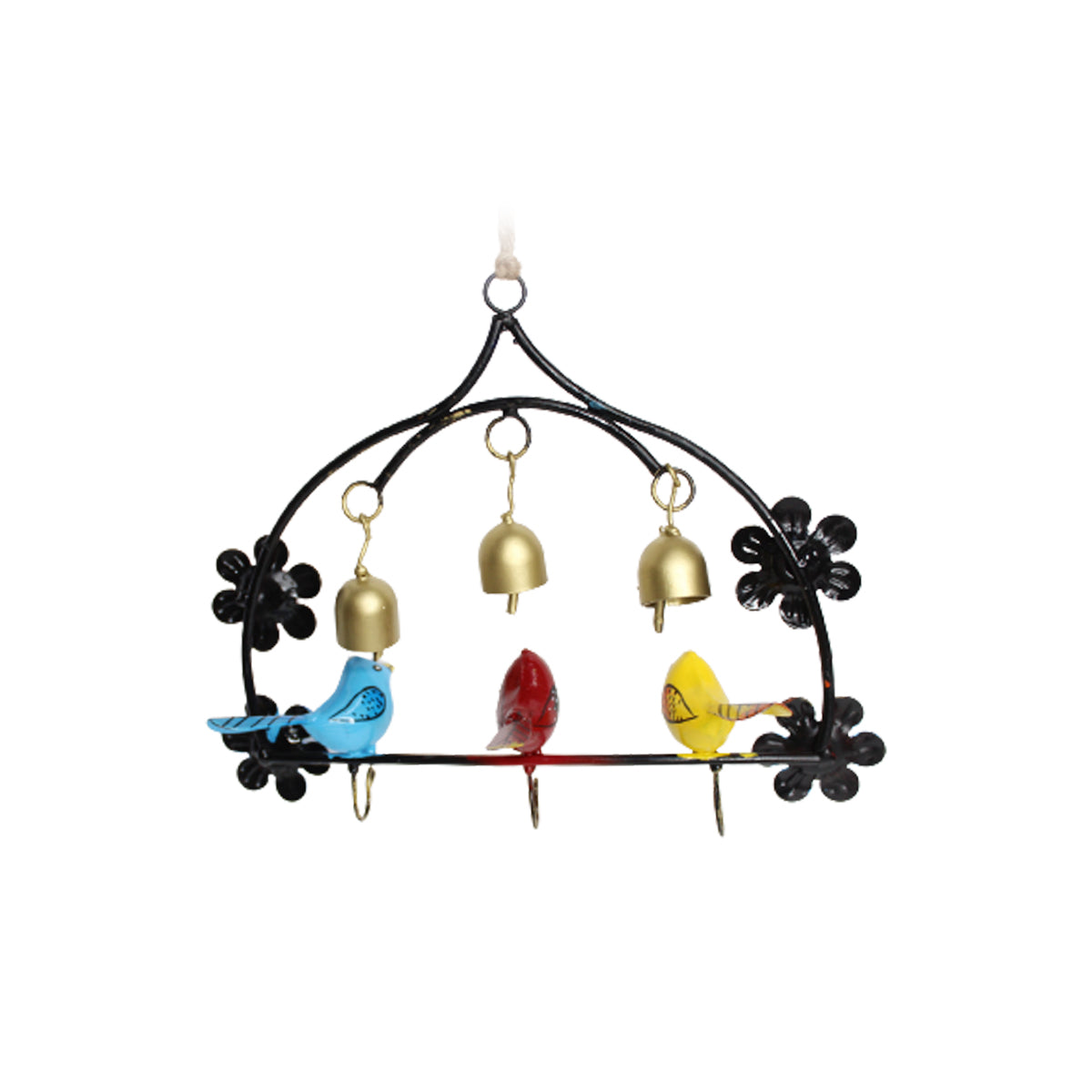 Handmade Metal Chime with 3 Birds for Home Decoration