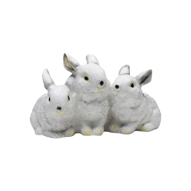 Wonderland Poly Resin Three Joint Rabbits (White) for Garden Decoration, Home Decoration, Lawn Decor, Animal Figures