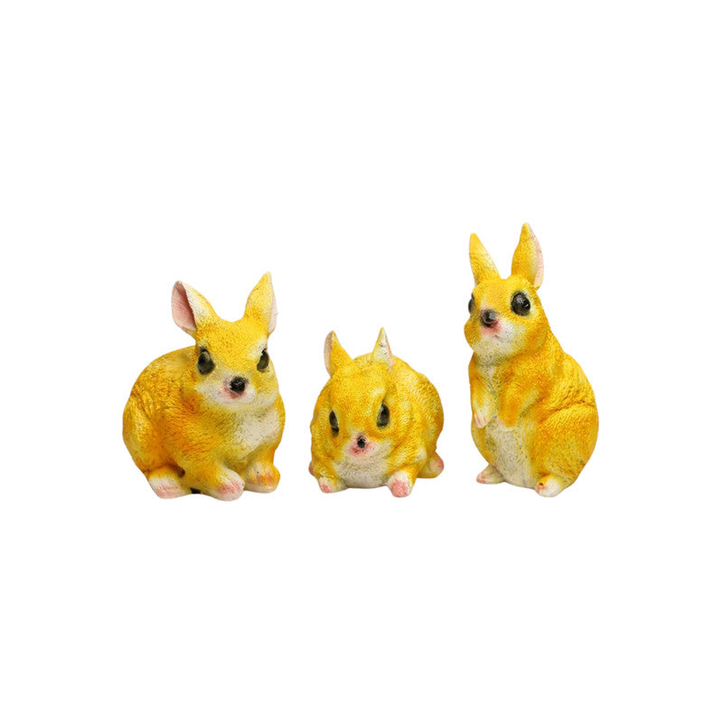 Wonderland (set of 3 ) brown 4 inch height color set of rabbit | bunny resin garden décor