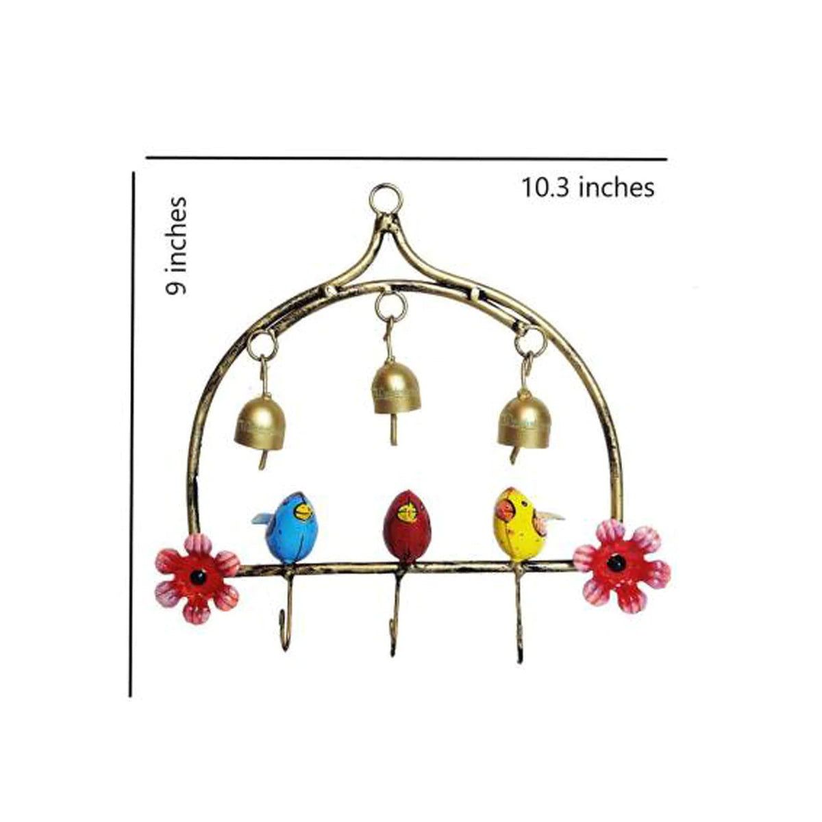 Handmade Metal Chime with 3 Birds for Home Decoration