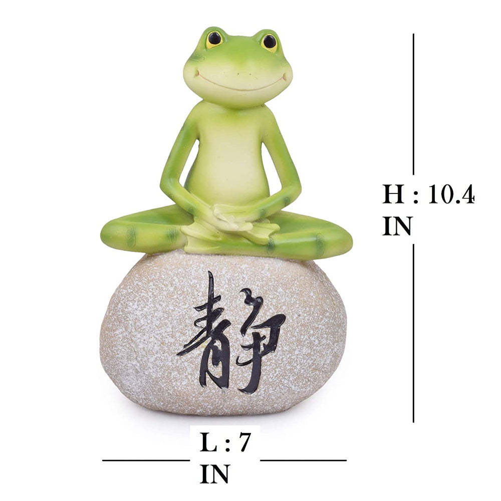 (Set of 2) Frogs Sitting on Stone for Garden Decoration