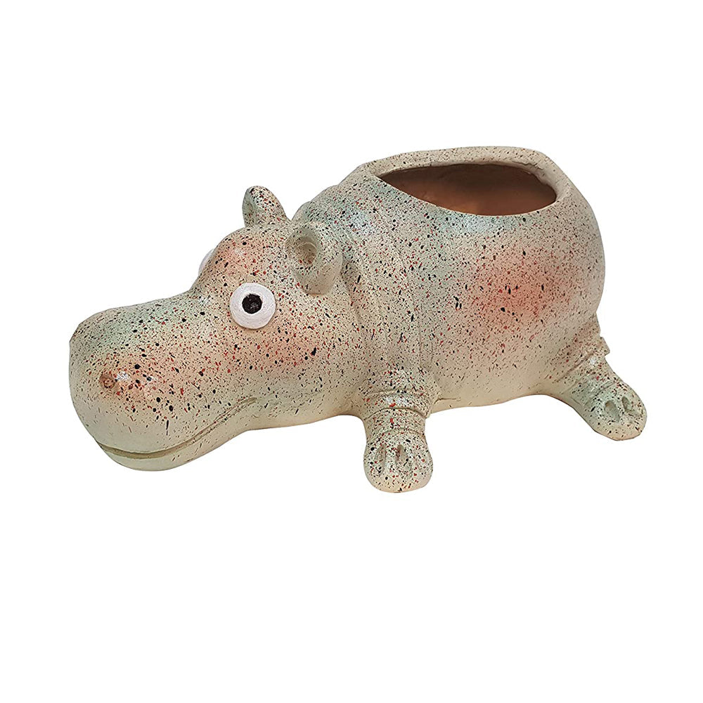 (Set of 2) Hippo Planter Set for Home and Garden Decor.