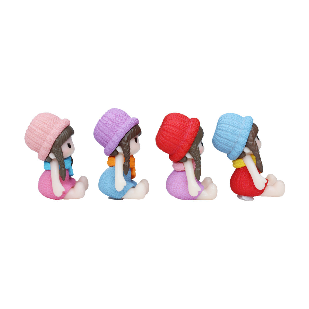 Miniature Toys : (Set of 4) Sweater Dolls Sitting for Fairy Garden Accessories