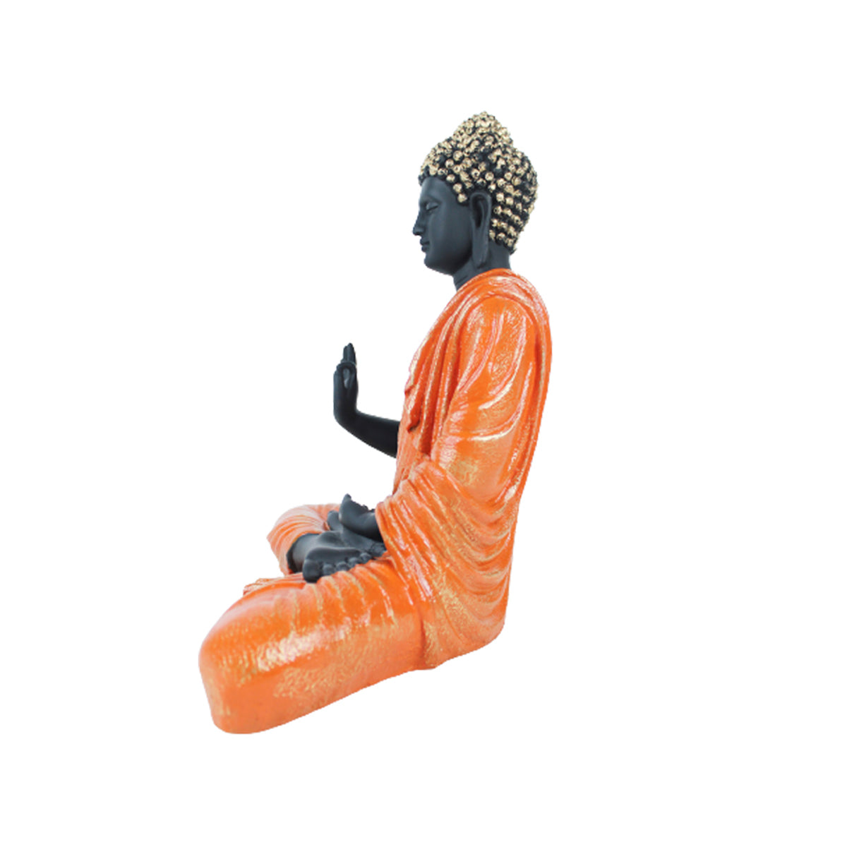 14 inches Buddha Statue for Home Decoration (Orange & Black)