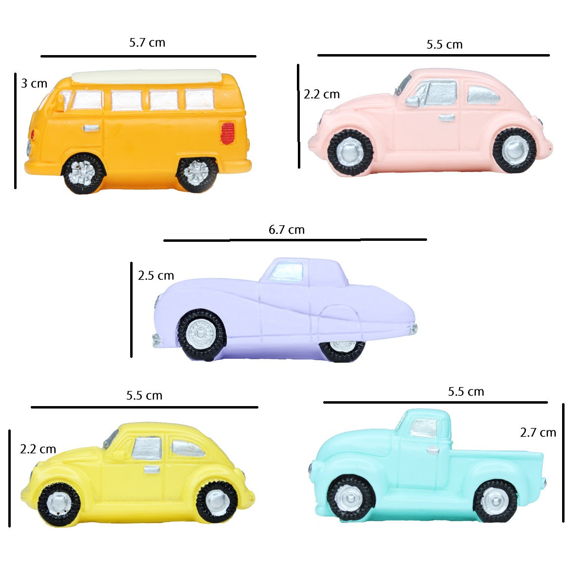 Miniature Toys : (Set of 5) Car and Bus for Fairy Garden Accessories