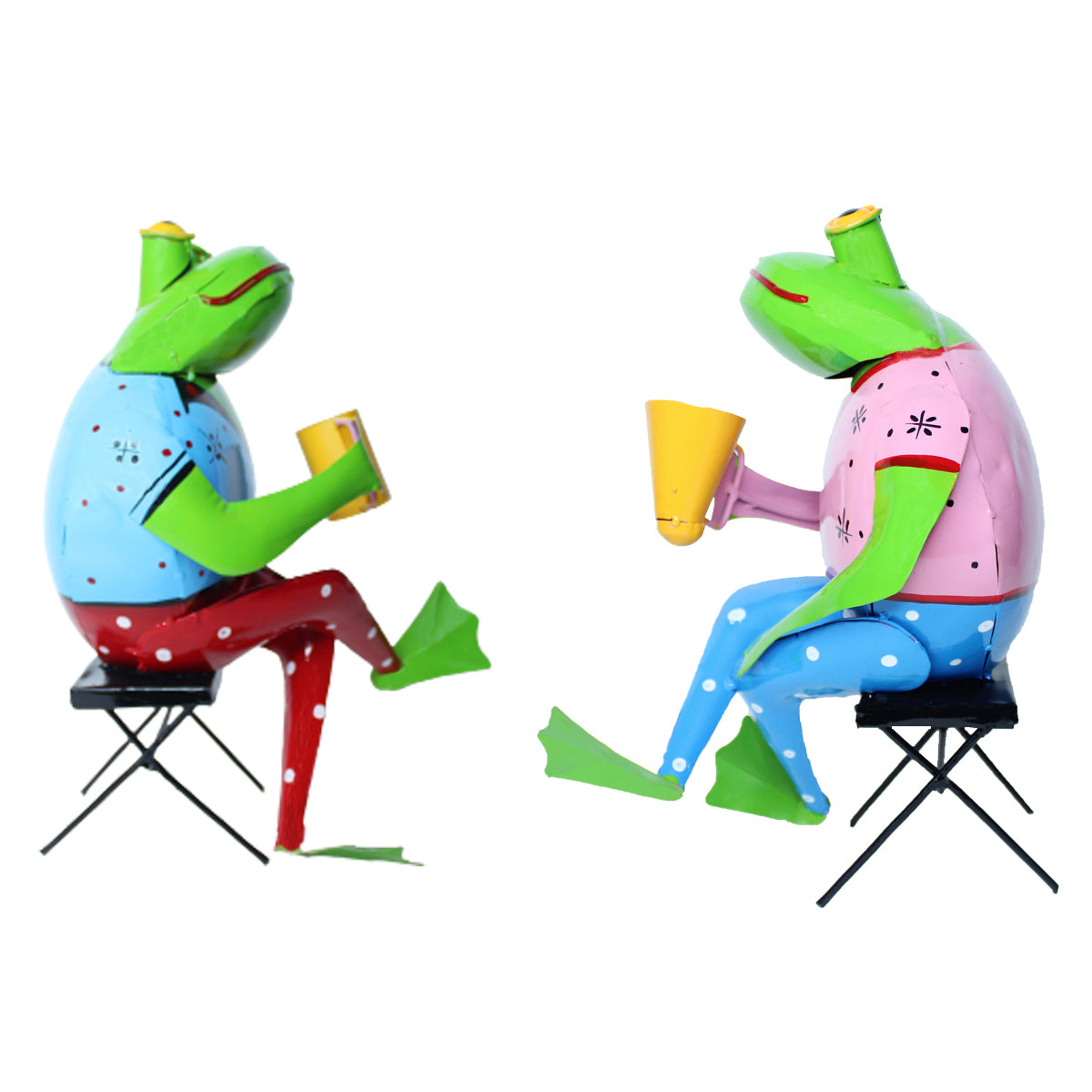 (Set of 2) Gossip Frogs on Chair Garden for Garden Decoration