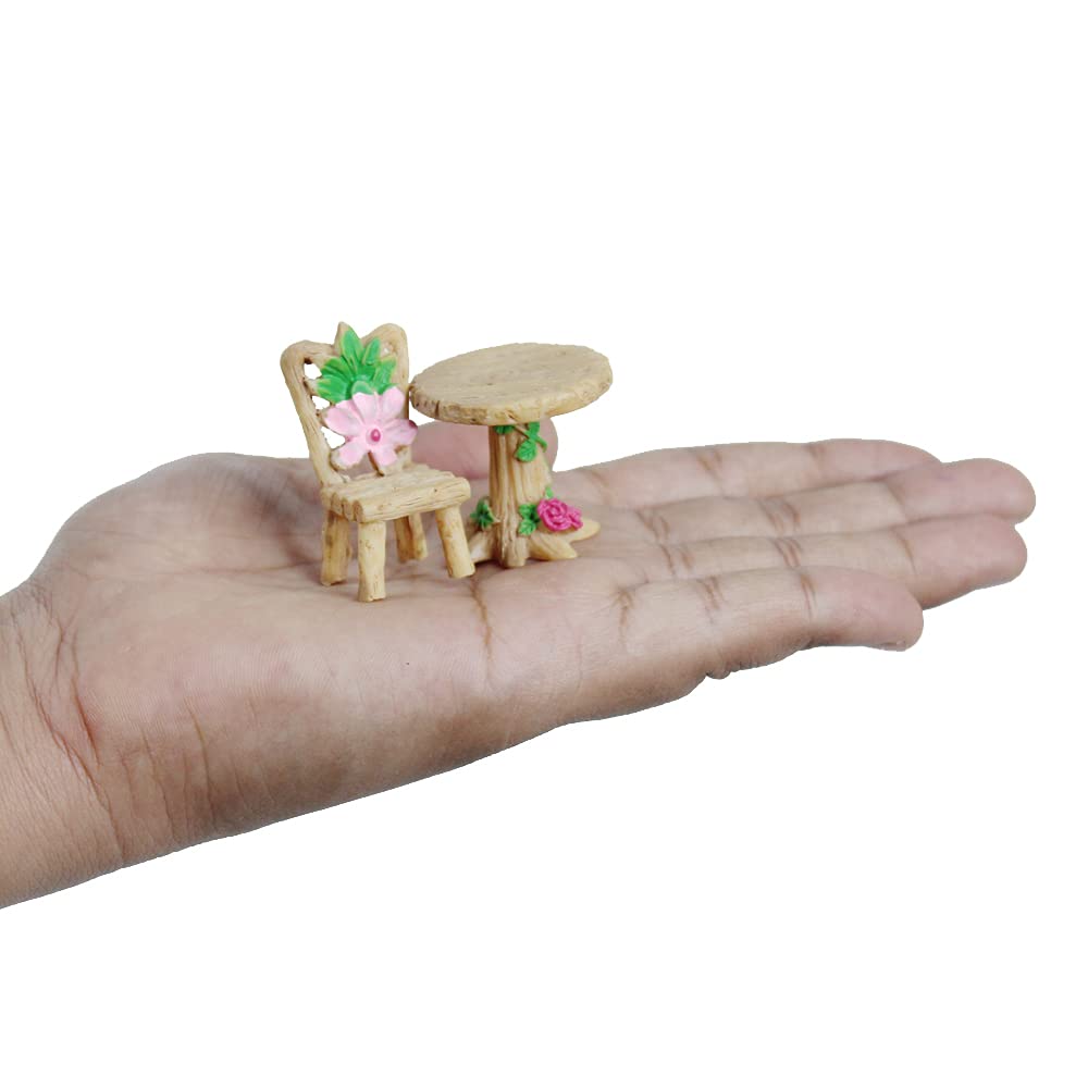 Miniature Toys : (Set of 3) Table and Chairs with Flower Design