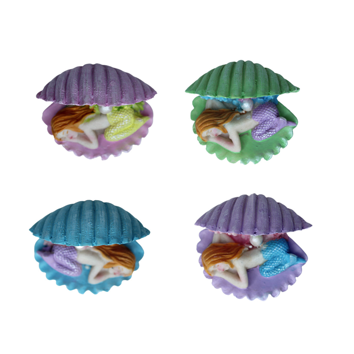 Miniature toys Set of 4 Mermaid inside sea shell (Miniature Fairy Garden Accessoriesfor DIY tray garden Plant Décor)