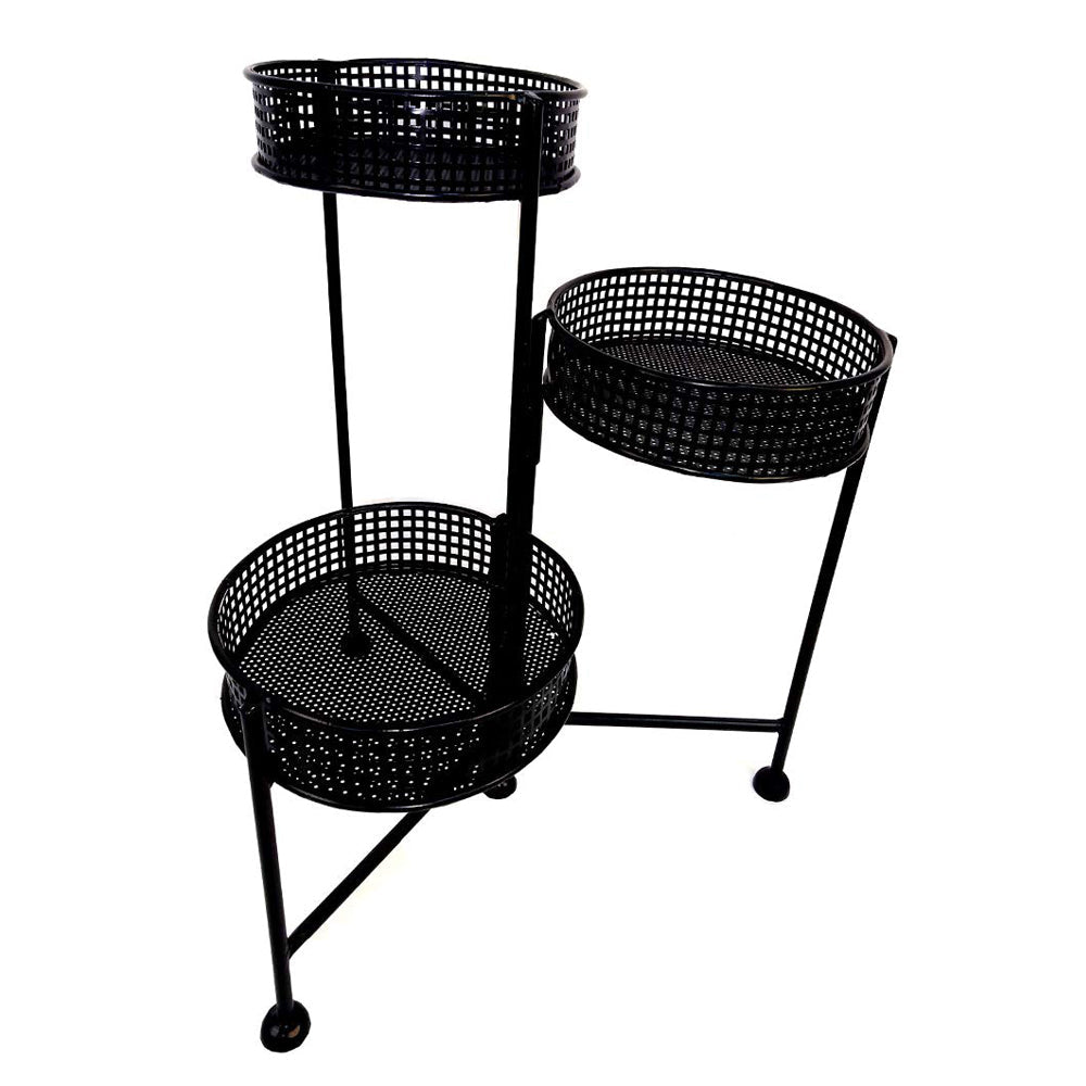 Folding Plant Stand for Home, Garden and Balcony Decoration (Black)