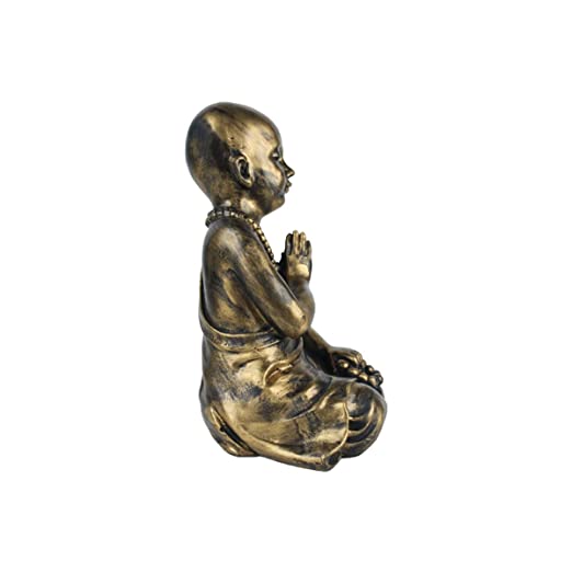 Mala monk garden statue in black