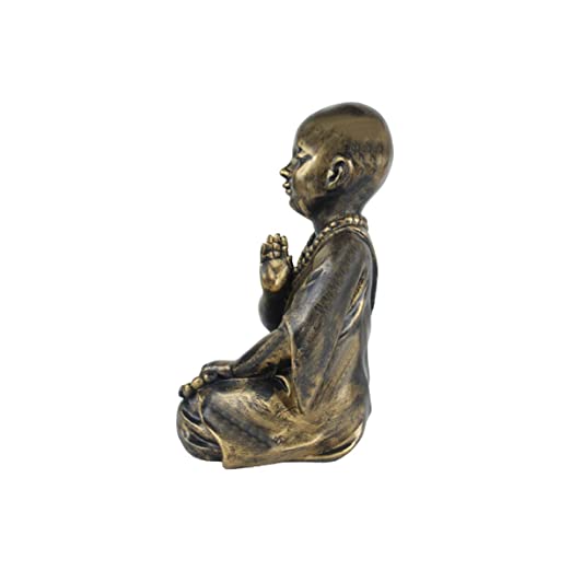 Mala monk garden statue in black