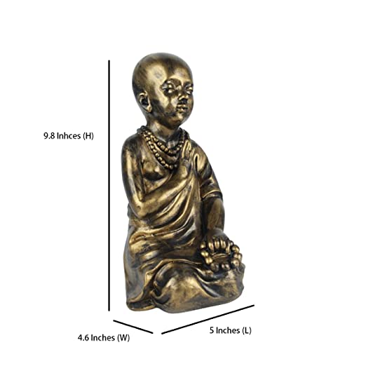 Mala monk garden statue in black