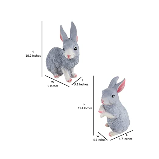 Wonderland ( set of 2)  Resin garden decor Sitting and Standing Rabbits